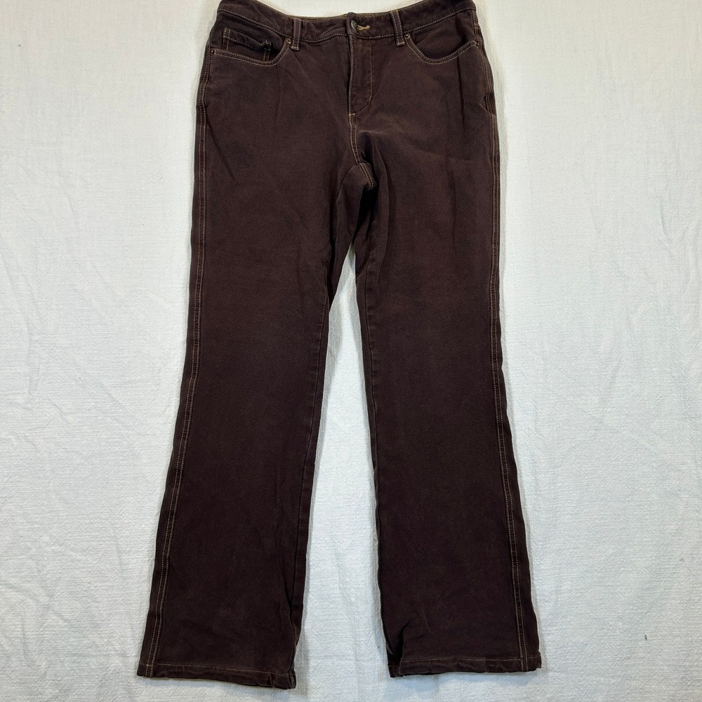 Coldwater Creek Brown Straight Leg Stretch Corduroy Pants Mid Rise Size 8 - Picture 1 of 13